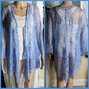 Miami lace cover up duster sz S sky blue